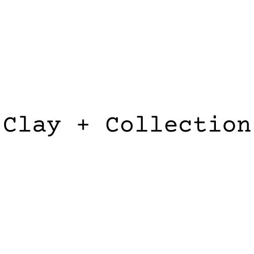 Clay and Collection logo is simple, courier text.